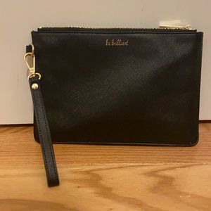 Black oversized “be brilliant” wristlet